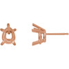 Pear 5 Prong Stud Earrings Mounting in 14 Karat Rose Gold for Pear shape Stone, 0.42 grams
