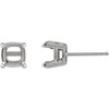 Cushion 4 Prong Claw Prong Stud Earrings Mounting in Platinum for Cushion Stone, 0.97 grams