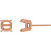 Cushion 4 Prong Claw Prong Stud Earrings Mounting in 14 Karat Rose Gold for Cushion Stone, 0.64 grams