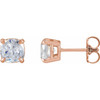Cushion 4 Prong Claw Prong Stud Earrings Mounting in 14 Karat Rose Gold for Cushion Stone, 0.64 grams