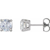 Cushion 4 Prong Claw Prong Stud Earrings Mounting in 14 Karat White Gold for Cushion Stone, 0.61 grams