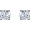 Cushion 4 Prong Claw Prong Stud Earrings Mounting in 14 Karat White Gold for Cushion Stone, 0.61 grams