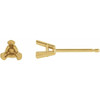 Trillion 3 Prong V End Earrings Mounting in 14 Karat Yellow Gold for Trillion Stone, 0.18 grams
