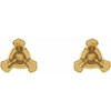 Trillion 3 Prong V End Earrings Mounting in 14 Karat Yellow Gold for Trillion Stone, 0.18 grams