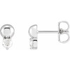 Accented Bead Earrings Mounting in 14 Karat White Gold for Round Stone, 1.05 grams