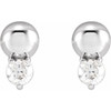 Accented Bead Earrings Mounting in 14 Karat White Gold for Round Stone, 1.05 grams