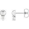 Accented Bead Earrings Mounting in Platinum for Round Stone, 1.59 grams