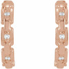 Accented Chain Link Huggies Mounting in 14 Karat Rose Gold for Round Stone, 1.83 grams