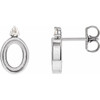 Cabochon Bezel Set Earrings Mounting in Platinum for Oval Stone, 1.96 grams