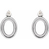 Cabochon Bezel Set Earrings Mounting in Platinum for Oval Stone, 1.96 grams