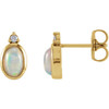 Cabochon Bezel Set Earrings Mounting in 14 Karat Yellow Gold for Oval Stone, 1.89 grams