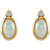 Cabochon Bezel Set Earrings Mounting in 14 Karat Yellow Gold for Oval Stone, 1.89 grams