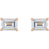 Emerald Claw Prong Stud Earrings Mounting in 14 Karat Rose Gold for Emerald Stone, 0.22 grams