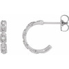 Accented Chain Link Huggies Mounting in 14 Karat White Gold for Round Stone, 1.78 grams