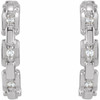 Accented Chain Link Huggies Mounting in 14 Karat White Gold for Round Stone, 1.78 grams