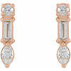 Multi Shape Bar Earrings Mounting in 14 Karat Rose Gold for N/a Stone, 1.03 grams