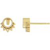 Accented Earrings Mounting in 14 Karat Yellow Gold for Round Stone, 0.54 grams