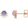 Accented Earrings Mounting in 14 Karat Rose Gold for Round Stone, 1.34 grams