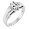 Family Ring Mounting in 18 Karat White Gold for Straight baguette Stone, 4.61 grams