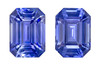 2.73 Carats total Pair of Blue Sapphire Gems, Emerald Cut, 7 x 5 mm, Medium Blue