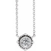 Sterling Silver 4 mm Natural White Sapphire Beaded Bezel-Set 18" Necklace