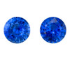 1.86 Carats total Pair of Blue Sapphire Gems, Round Shape, 6 mm, Rich Blue