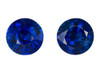 1.89 Carats total Pair of Blue Sapphire Gems, Round Shape, 5.9 mm, Royal Blue