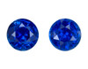 2.15 Carats total Pair of Blue Sapphire Gems, Round Shape, 6 mm, Royal Blue