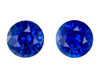 2.17 Carats total Pair of Blue Sapphire Gems, Round Shape, 5.9 mm, Royal Blue