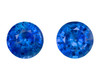 2.84 Carats total Pair of Blue Sapphire Gems, Round Shape, 6.7 mm, Rich Blue