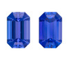 Great Pair of 5.19ct Blue Purple Tanzanite Stone, Emerald Cut, 10.1 x 6.5 mm