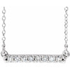 Sterling Silver 1/8 CTW Natural Diamond French-Set Bar 16" Necklace