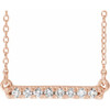 14 Karat Rose Gold Natural Diamond French to Set Bar Necklace 1/8 CTW, 16 Inch - $926