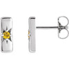 Sterling Silver Natural Yellow Sapphire Bar Earrings