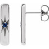 Platinum Natural Blue Sapphire Bar Earrings