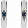 Platinum Natural Blue Sapphire Bar Earrings