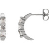 14 KT White Gold 1/2 Carat Total Weight Diamond J-Hoop Earrings