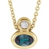 14K Yellow 5x3 mm Oval Lab-Grown Alexandrite & .03 CT Diamond 16-18" Necklace