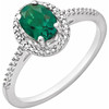 Sterling Silver Lab Emerald & .01 Carat Diamond Ring