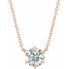 14K Rose 1/2 CT Natural Diamond Solitaire 18" Necklace  