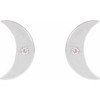 14K White .0025 CT Natural Diamond Crescent Moon Phase Earring