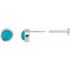 14K White Cabochon Natural Turquoise Press Fit Back Stud Earring