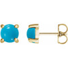 14K Yellow 5 mm Natural Turquoise Earrings