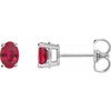 14K White Lab-Grown Ruby Earrings