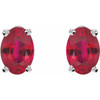 14K White Natural Ruby Earrings