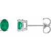 14K White Natural Emerald Earrings