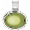 14K White Natural Peridot Cabochon Pendant