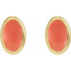 14K Yellow Natural Pink Coral Earrings