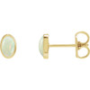14K Yellow Lab-Grown White Opal Earrings