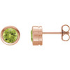14K Rose Natural Peridot Bezel-Set Earrings